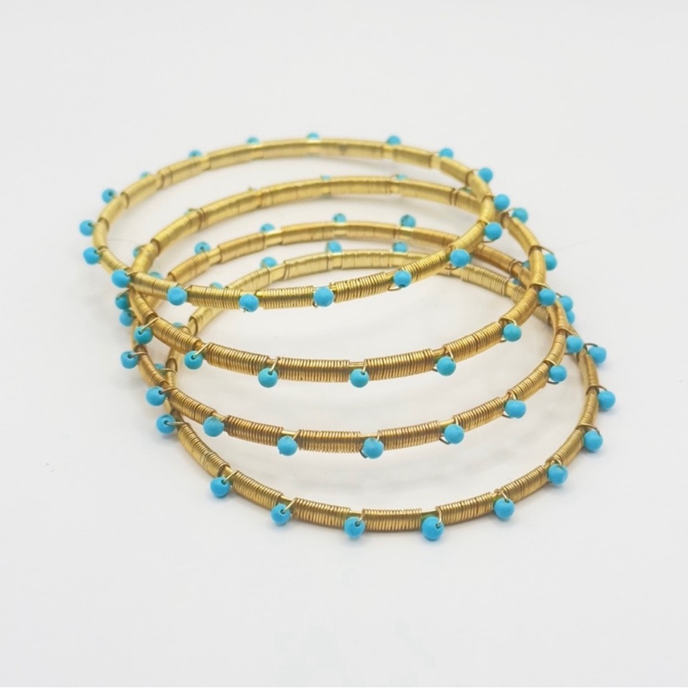 Faux Turquoise & Gold tone 4 Bangle Bracelets from Neiman Marcus with Du…